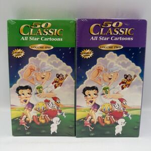 50 Classic All Star Cartoons Vol 1 & 2 VHS Popeye Betty Boop Casper New Sealed